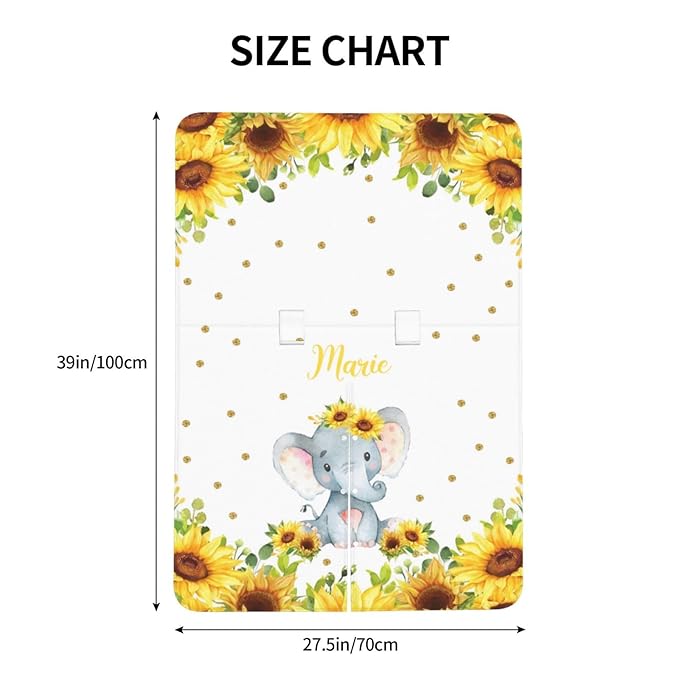 Personalized Baby Car Seat Canopy for Babies, Custom Name Car Seat Covers for Baby Girl, Sunflower Elephant Opening Minky Nursing Breastfeeding Cover for Infant, Carseat Canopies for Newborn