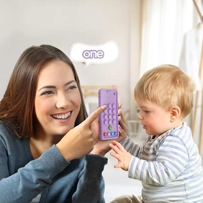 Teething Toys for Babies 0-6 Months, Teething Toys for Babies 6-12 Months,Phone Teether for Baby,Cellphone Shape Chew Toys for Toddler Boys and Girls(Blue+Purple)