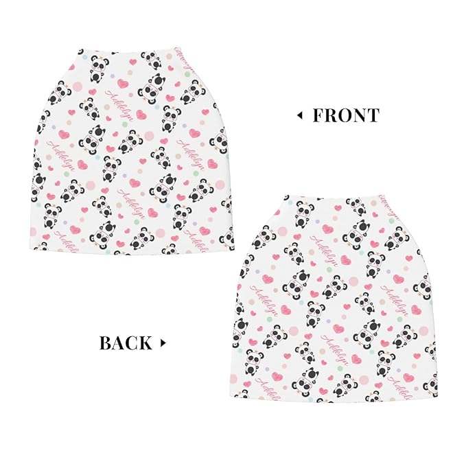 Personalized Baby Car Seat Cover for Girls, Custom Panda Pink Nursing Covers for Breastfeeding with Name, Infant Stroller Cover, Baby Carseat Canopy for Newborn, Multiuse Car Seat Canopies