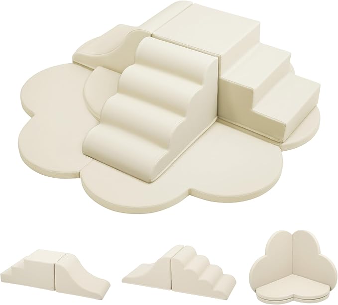 Merax Indoor Climbing Toys for Toddlers, 6-Piece Soft Foam Climbing Blocks Climb & Slide Soft Play Set