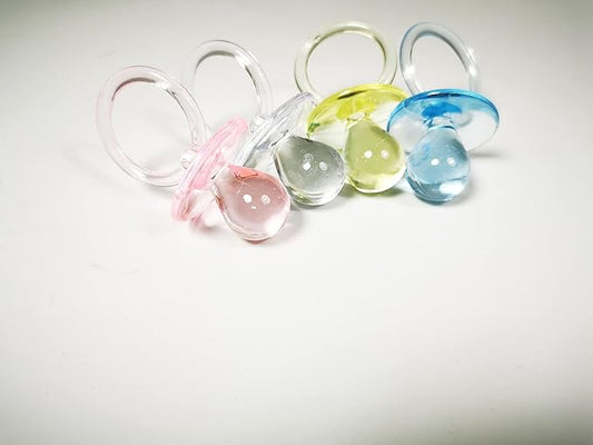 CalCastle Craft 2.5'' Pink & Blue & Clear Acrylic Baby Pacifier Shower Favor (Assorted (24 Pieces))