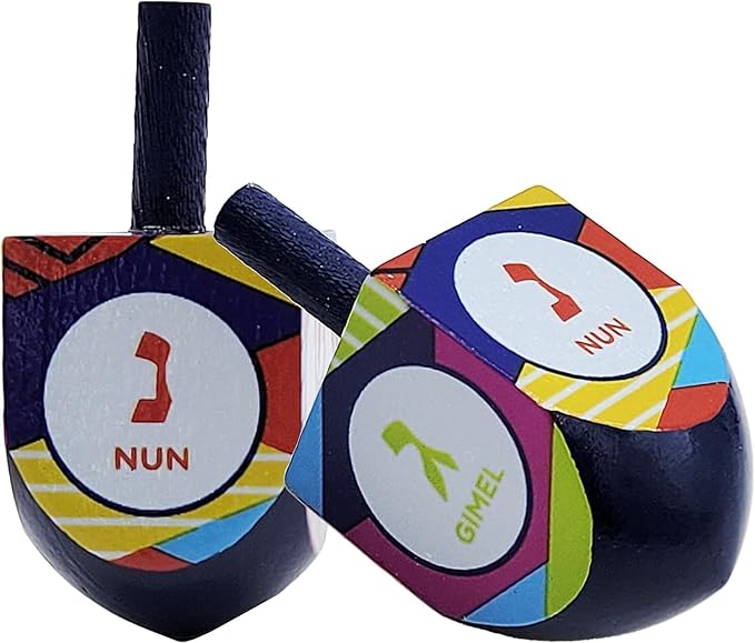 Multi Colored Hand Painted Wooden Dreidels, The Hanukkah Game, Let's Play Dreidel (50-Pack)