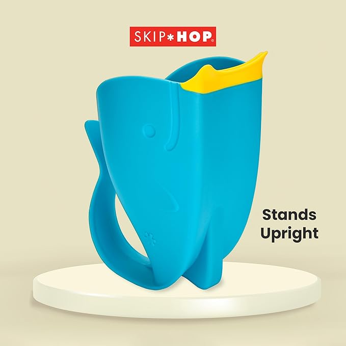 Skip Hop Baby Bath Tub, 3-Stage Smart Sling Tub, Moby, Blue & Baby Bath Rinse Cup, Moby Tear-Free Waterfall Rinser, Blue