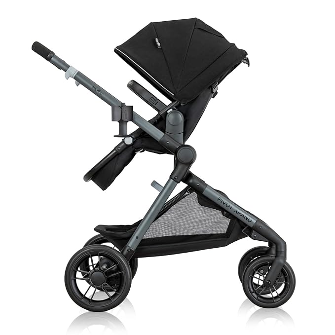Evenflo Pivot Xpand Modular Travel System with LiteMax Infant Car Seat with Anti-Rebound Bar (Ayrshire Black) & Pivot Xpand Second Seat (Ayrshire Black)