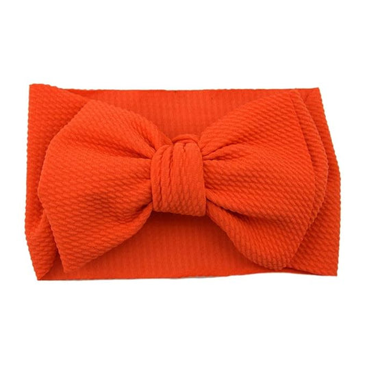 Baby Girl's 8'' Soft Big Bow knot Nylon Headband Toddler Hairband for Photography Travel Party Festivals (Orange)