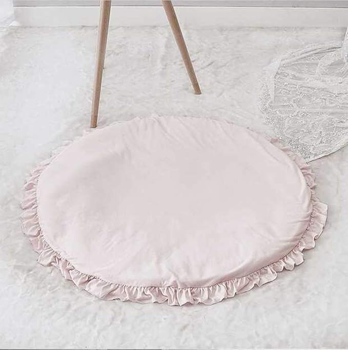 ABREEZE Baby Cotton Play Mat Soft Crawling Mat Pink Detachable Washable Game Blanket Floor Playmats Kids Infant Child Activity Round Rug Home Room Decor