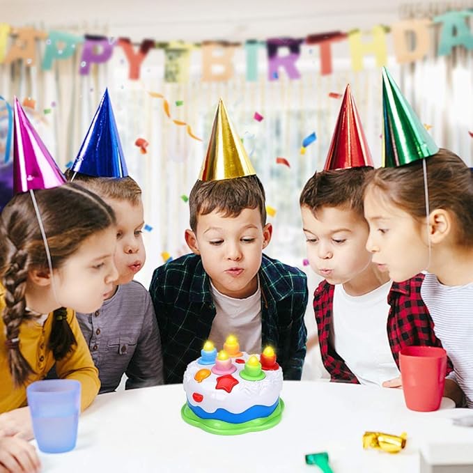 First Birthday Cake Toy - Music Cake Toys with Counting and Blow Candles Singing Toys for 1 2 3 4 Years Old Boys Girls Birthday and Xmas Gift