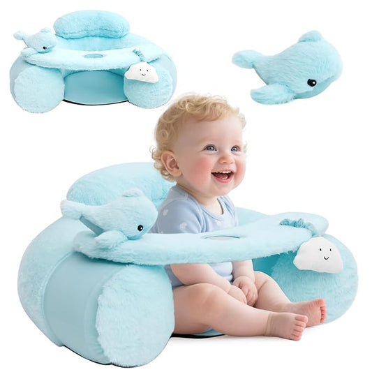KAKIBLIN Baby Sit Me Up Seat, Inflatable Baby Seat with Cover for Babies 3-36 Months,Portable,Inflatable Sit & Play Floor Seats for Sitting Up
