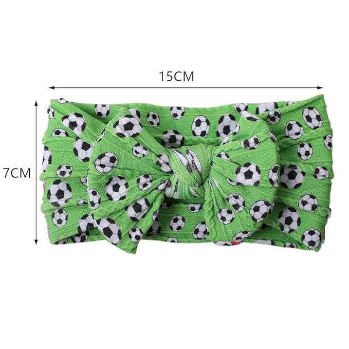 Baby Baseball Headband with Bow Headwear Sport Soccer Headband Bowknot Wide Hair Band Football Hair Bow for Toddler Infant TSFD55 (Green Soccer Pattern)