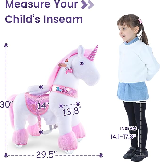 PonyCycle Ride on Horse for Toddlers 2-5 Size 3 Pink Unicorn Ride on Toys Pony Cycle Riding Unicorn Horse Riding Toy on Wheels with Music Sounds Birthday Gifts, Outdoor Indoor Ux302.