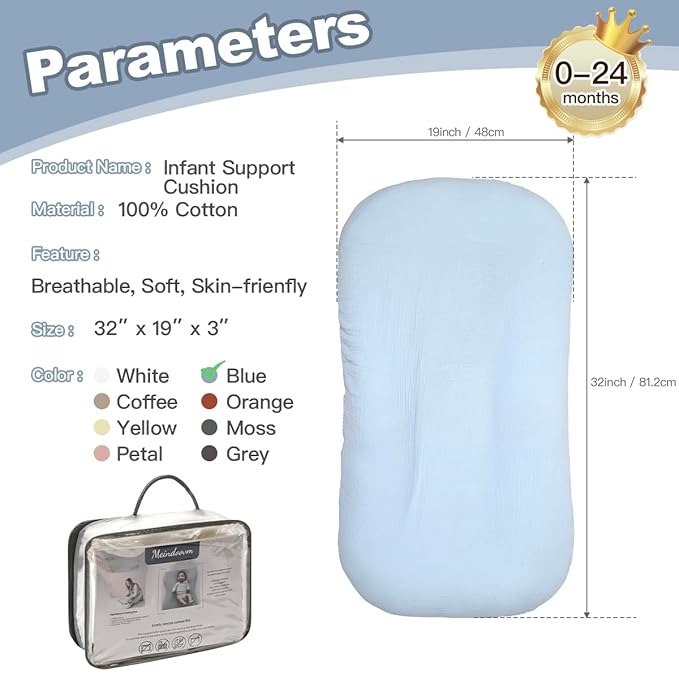 Baby Support Cushion - Snuggle Cozy Me Infant Support Cushion for Newborns | Breathable & Soft, Portable Awake-Time Pad, Essential Baby Gift (Lounger Cover Included)