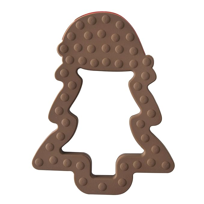 Jimibaby Silicone Teether - First Christmas Teething Toy for Baby Boys & Girls, Ideal Stocking Stuffer, Comes with Gift Package (Christmas Hat & Chocolate)