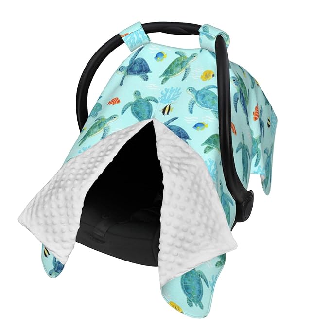 Sea Turtle Baby Car Seat Canopy Cover, Stroller Cover for Infant Toddler Ocean Beach Theme Stuff for All Seasons