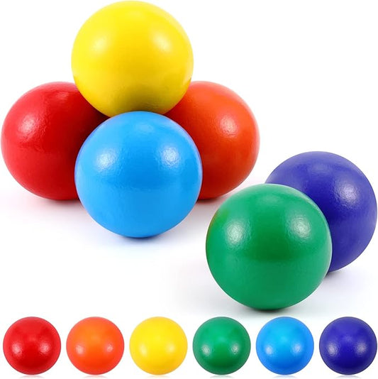 Bucherry 12 Pcs Montessori Wooden Balls 1.8 Inch Wooden Replacement Ball Educational Counting Toys Preschool Learning Material and Stacker Matching(Mixed Color)