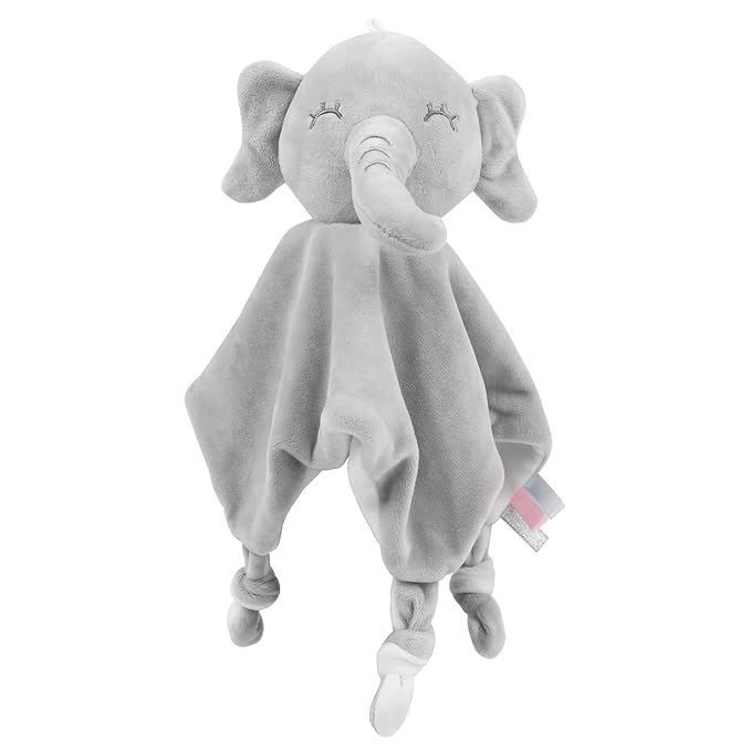 Vicloon Soft Elephant Security Blanket for Babies, Lovey Blanket Gifts for Newborn Boys and Girls, Lovie Newborn Blankie Baby Snuggle Toy Baby Elephant Stuffed Animal (Grey)