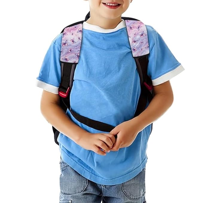 Biyejit 2PCS Seat Belt Cover for Kids, Marble Butterfly Print Car Seat Belt Pads Cover for Girls and Boys, Kid's Seat Belt Cushion, Shoulder Strap Pad