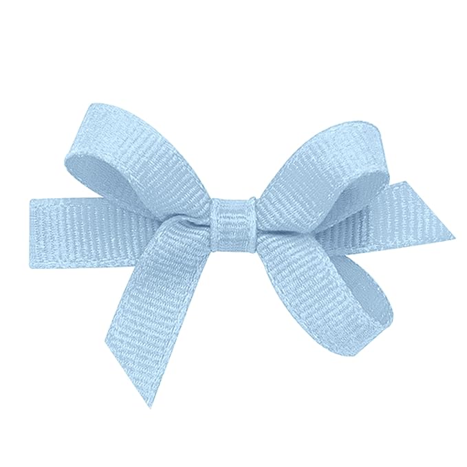 Wee Ones Girls' Classic Grosgrain Hair Bows with Plain Wrap Center, No-Slip Hair Clip, Handmade, Millennium Blue, Baby