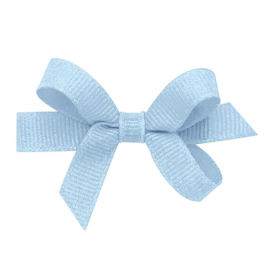 Wee Ones Girls' Classic Grosgrain Hair Bows with Plain Wrap Center, No-Slip Hair Clip, Handmade, Millennium Blue, Baby
