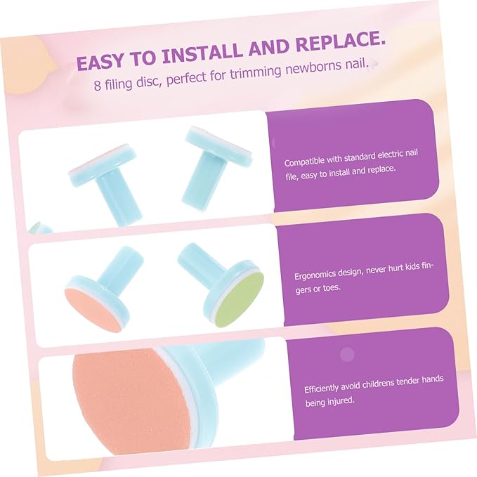 Nail Drill Replacement 8Pcs Nail File Replacement Pads Polish Disc (Random Color)
