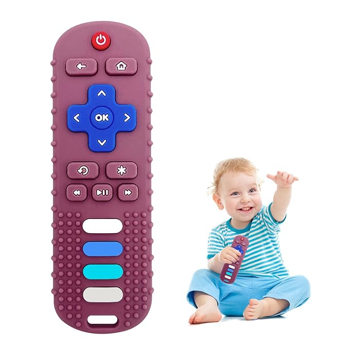 Silicone Teething Toys for Babies, Remote Control Shape Silicone Teethers, Cute Chew Toys for Boys and Girls,BPA Free Teether Early Educational Sensory Toy
