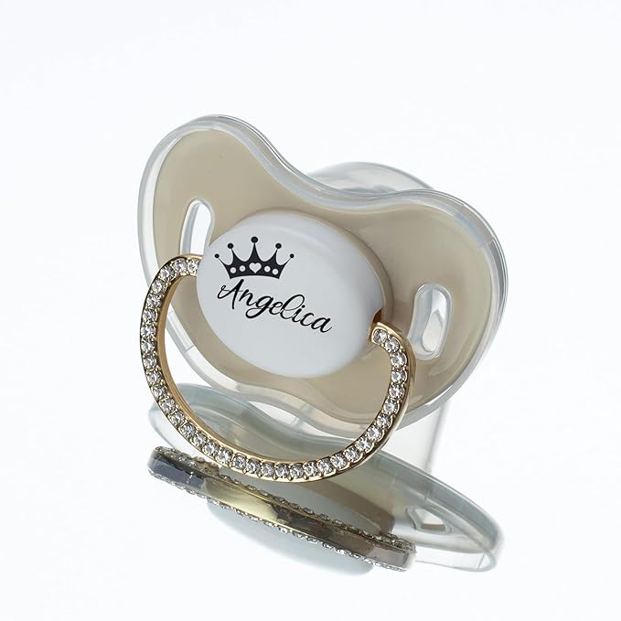 Custom Pacifier with Name Gold Luxurious Bling Pacifier for Girl and Boy Ideal Baby Gift (2pcs)