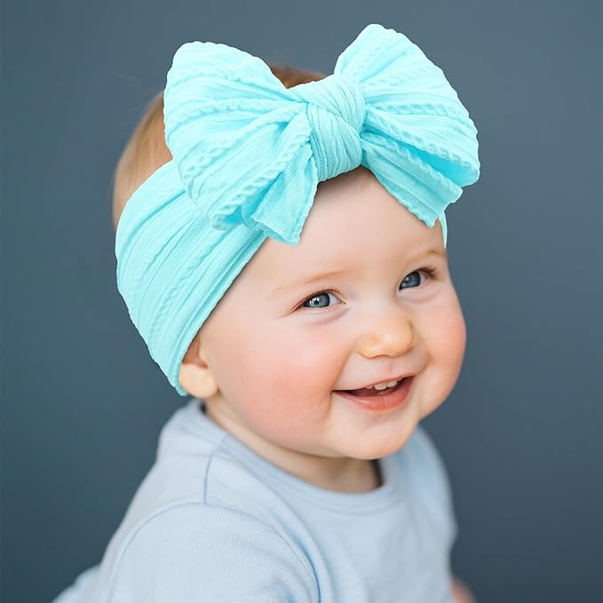LemonSpace Handmade Baby Girls Headbands Soft Stretchy Nylon Hair Bands Hair Accessories with Bows for Newborn Baby Girls Infant Toddlers Kids