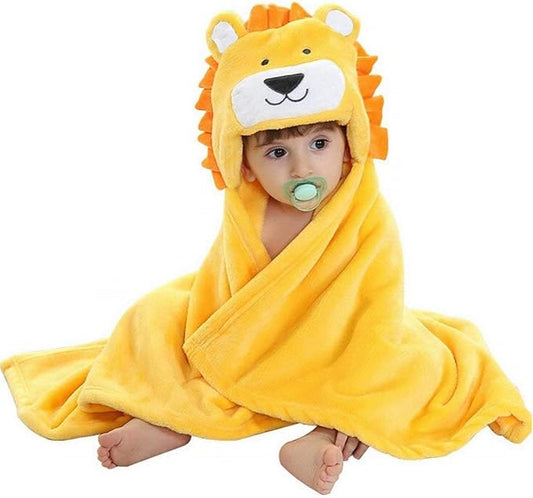 Vauwmsr Baby Hooded Blanket Ultra Soft Warm Newborn Infant Swaddle Wrap Bath Shower Towel, 25.6" x 39.4", Yellow