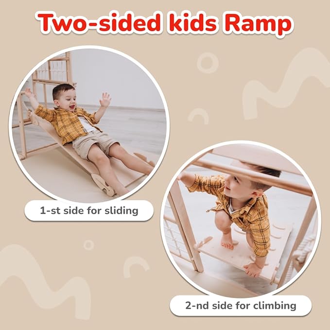 Wood And Hearts Child's Sport Complex Scandinavian Trapezze, Wooden Indoor Playground, Made in Ukraine, Jungle Gym for Kids, Toddler Jungle Gym, Kids Ages 18 Months-6 Years Playground