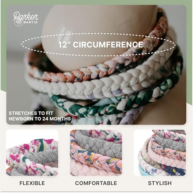 Parker Baby Girl Braided Headbands, Assorted 10 Pack of Hair Accessories for Girls -"Wildflower Set"