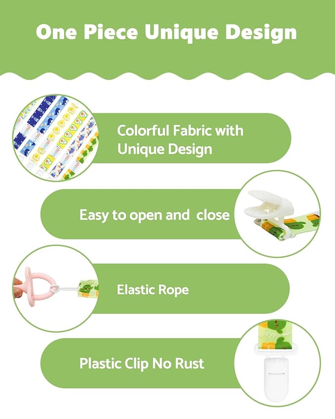 ALVABABY Pacifier Clips 8 Pack Pacifier Binky Paci Holder Leashes for Teethers 8DBP10A