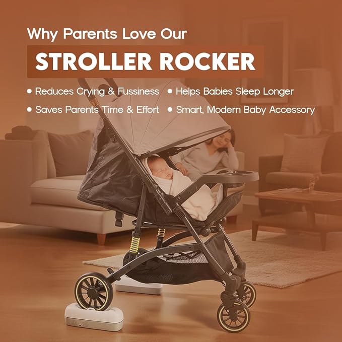 Smart Stroller Rocker for Baby – Automatic Parent-Like Rocking with Remote Control, 30/60/90 Min Timer, Type-C Rechargeable Battery (5 Hours), Fits Single-Wheeled Strollers