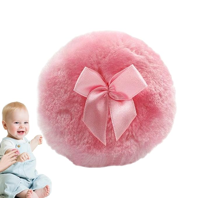 Generic Body Powder Puff - Portable Dustproof Powder Puff, Soft Round Face Body Powder Puff With Ribbon Bow | Skin-Friendly Furry Powder Puff, Body Powder Applicator Suitable For Home And Travel