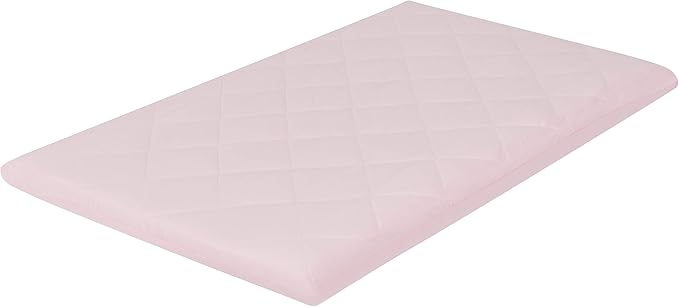 Pastel Light Pink Pack 'n Play Quilted Mattress Sheet - Ultra-Soft, Comfortable Portable Crib Mattress Sheet for Baby Girls; Playpen or Mini Crib Fitted Sheet with Quilted Top
