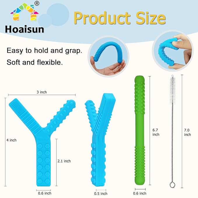 Sensory Chew Toys for Autistic Children 4 Pack, Silicone Teething Straws Toys for Autism, ADHD, SPD, Biting or Special Needs, Sensory Toys for Toddlers 1-3 Oral Motor Tools Relief Stress, Anxiety