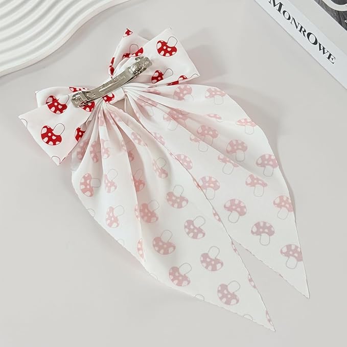 Kids Girls Mushroom Hair Clips Bow Mushroom Pattern Hair Pin Kids Girls Mushroom Print Hairclips BBW03 (Bow-B1)