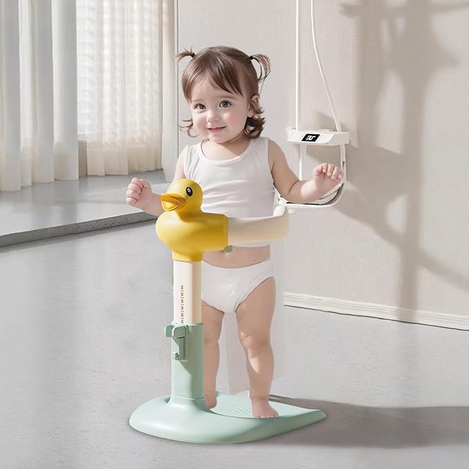 Adjustable Baby Shower Stand with Anti-Slip Base,Bath Shower Standing Support Stand,Portable Bath Helper Bath Support for Infants Portable Bath Helper for Baby 8-24 Months (Yellow-C)