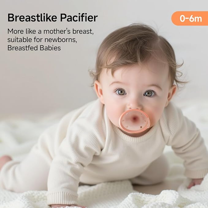 Garkoko Baby Pacifiers 0-6 Months, BPA-Free Silicone Nipple, Lightweight One-Piece Design, Set of 4, with a Pacifier Chain & Pacifier Case