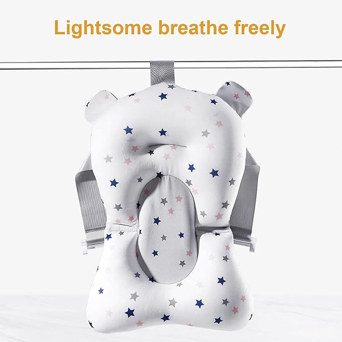 Baby Bath Pad | Foldable Travel Baby Baths Tub, Babies Tub with Soft Baths Mat, Babies Bath Seat Support Net, Non-Slip, 3 Safety Belts, for Home Travelling