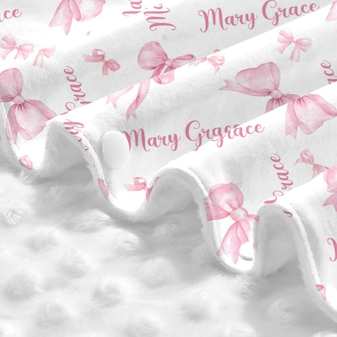 Custom Baby Car Seat Cover with Name – Personalized Pink Bows Nursing Cover, Infant Carseat Canopy, Shopping Cart Cover – Soft, Breathable & Warm – Ideal Shower Gift for Baby Girls