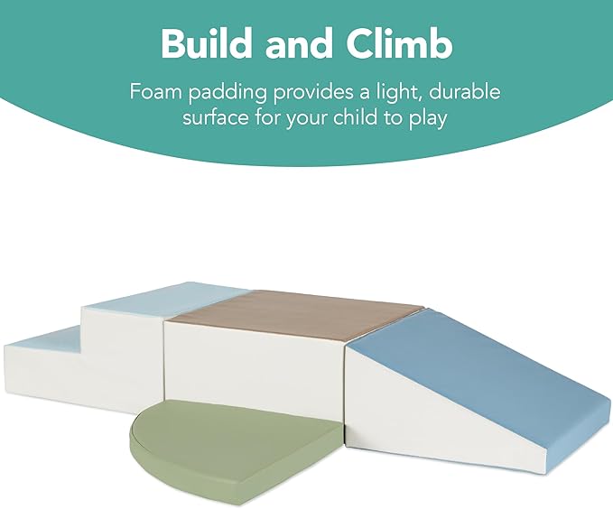 Best Choice Products Soft Foam Climbing Blocks for Toddlers, 4-Piece Baby Play Set, Easy-Clean Vinyl Foam Shapes, Safe Certified Materials, Early Learning Motor Skill Development Toy - Earth Tone