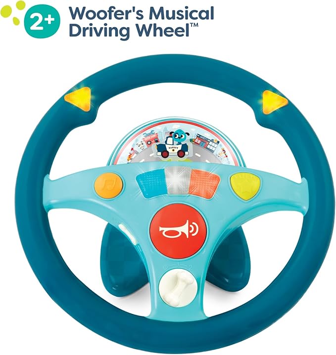 B. toys – Woofer's Musical Driving Wheel – Pretend Play Steering Wheel with Music, Sounds & Lights for Toddlers, Kids 2 Years+