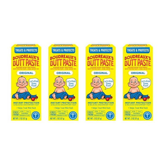 Boudreaux's Butt Paste Diaper Rash Ointment, Zinc Oxide, 2-Ounce Box (Pack of 4)
