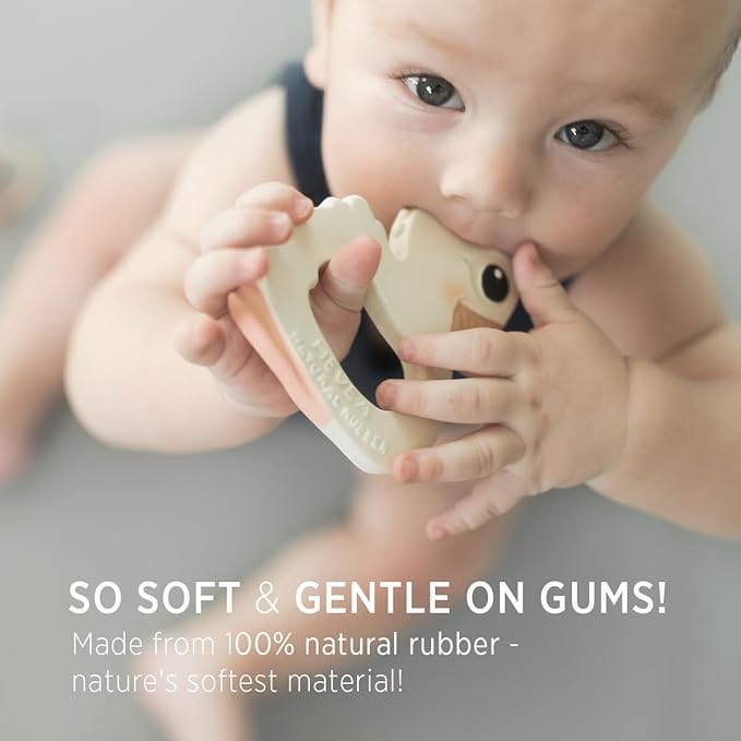 HEVEA Natural Rubber Baby Teether - for Soothing Sore and Itchy Gums, Baby Teething Toy - Bpa, Silicone Free - 4+ Months, Single Pack (Duck)