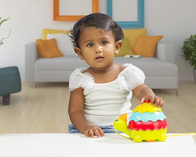 Giggles Funskool Pull Along Turtle, Activity & Learning Toy for Babies, Toddlers, for Baby Boys & Girls, Encourage Walking, Improve Balance, Multicolour, Gift Set for Kids, Ages 18+ Months Pack of 1