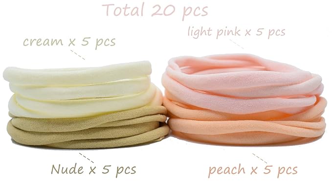 Super Soft Nylon Headband for Newborn Baby Girl Kids, High Stretchy, 20pcs for DIY Crafts