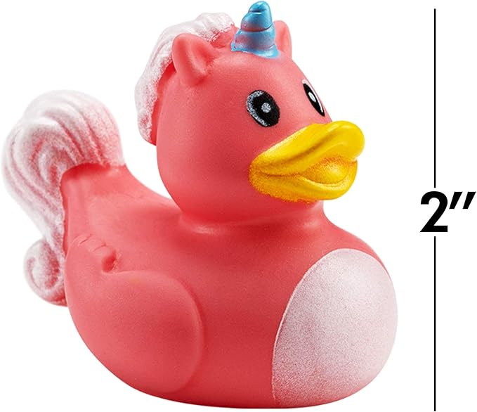 Mini Unicorn Rubber Duckies (Pack of 24) Assorted 2 Inch Duckies, Squirt Bath Tub Toy for Kids, Squeezable and Squirtable, Great for Birthday Party's, Fillers, and Decorations