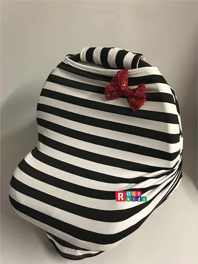 Rosy Kids Stretchy Infant Car Seat Canopy Cover, Jersey Car Seat Cover Elastic Nursing Scarf Privacy Cover with Matching Car Seat Handle Cover and Baby Hat, Color23DR28