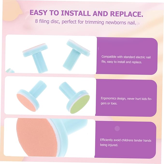 8pcs Nail Trimmer Replacement Pads Nail File Replacement Pads Accessories with Blue Base