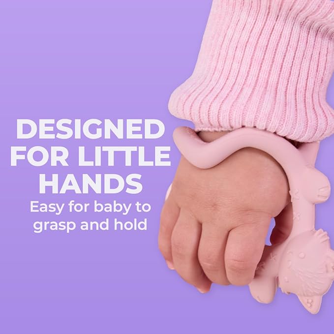 b.Box + Lansinoh Wrist Baby Teether 3m+ | Food-Grade Silicone Teething Toy for Infants | Bracelet-Design for Fewer Drops, Encourages Sensory Exploration, BPA-Free, Dishwasher Safe | Lullaby Blue