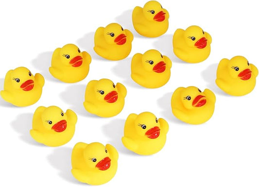 Novelty Place 12Pcs Rubber Duck Float Ducky Baby Bath Shower Toy, Yellow Mini Bath Duckies for Toddlers and Kids Birthday Gift Party Favor Bathtub Decoration